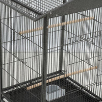 Extra Large Bird Cage with Peak Roof, Low Carbon Steel Wire Large Parrot Cage with Wheels, Indoor Outdoor Habitat Including 3 Perches