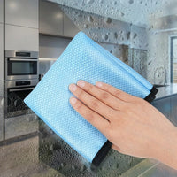 Double-Sided Fish Scale Microfibre Cloth, High Absorbency Cleaning Cloths for Glass and Dishes, Quick-Dry, 30x40cm 3 Pack