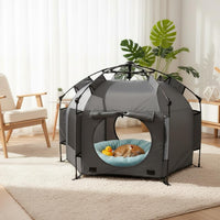 Hexagon Pet Fence Zippered Door Feline Playpen Breathable Mesh for Nursery