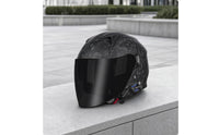 Three Quarter Helmet | molded Carbon-Fiber Look, Low-Profile with communication system System, for Daily Commuting