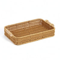 Woven Tray Basket with Handles Rustic Rectangular Serving Tray Long-Lasting
