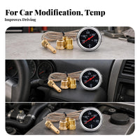 Dual Scale Mechanical Water Temperature Gauge Capillary Tube Car Water Temperature Gauge Brass Adapters Vehicle Instrument Black Dial