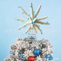 Double-Layer Starfish Tree Topper with Blue Beads for Christmas Beach Style Decor