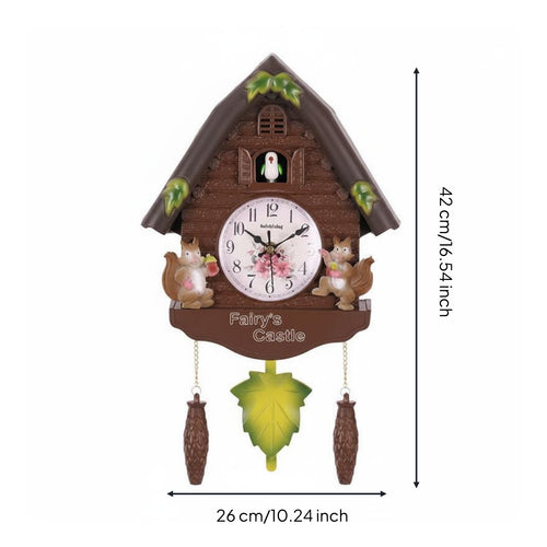 Retro Design Cuckoo Clock Operated Wooden Cuckoo Wall Clock Traditional Home Decor for Kids, Children's Bedroom, Living Room