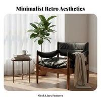 Danish design aesthetic Wooden expedition Chair Minimalist Design Lounge Seat sturdy Wood Legs Indoor Furniture Vintage look for Interior Decorators, homeowners, Readers, Living Room, Bedroom, Home Office, perusing corner