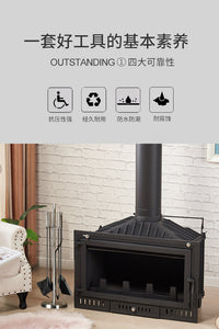 壁炉工具 真火壁炉清灰工具四件套 不锈钢