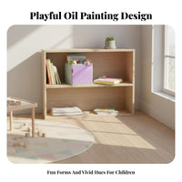 Collapsible Art-Themed Storage Cube Convenient Handles Textile Bin for Classroom