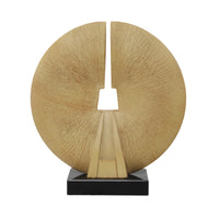 Circular Disc Sculpture Minimalist Resin Sculpture with Base Abstract