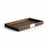 Walnut Wood Tray Minimalist Tray with Raised Rim Upscale Platter for Coffee Table Styling