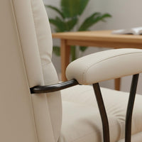 Padded Cushion Ergonomic Office Chair with Wooden Legs Support Modern Vanity Chair Anti-Slip Floor Protection Leather Vanity Armchair Heavy Duty Base for Students, Bedroom