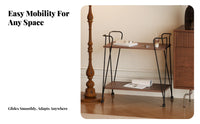2-Tier Rolling End Table Sturdy Serving Trolley Easy to Clean for Living Room