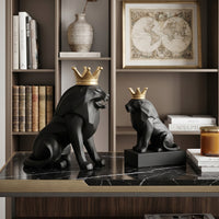 Nordic Minimalist Resin Black Lion Sculpture Ornament