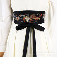 复古刺绣汉服宽腰带女配裙子百搭束腰绑带腰封古风布料装饰裙带.