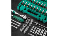 Socket Set with Hard Shell Case 53-Piece Tool Kit with Hard Shell Case 1/4-Inch Ratchet and Socket Set for Car Repair, Garage, Roadside Emergency