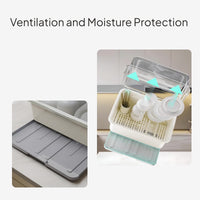 Multi-Functional Kitchen Dish Rack with Lid and Drawer Drain