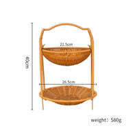 Two-Tier Fruit Basket Tall Handle 2-Tier Fruit Basket Brown