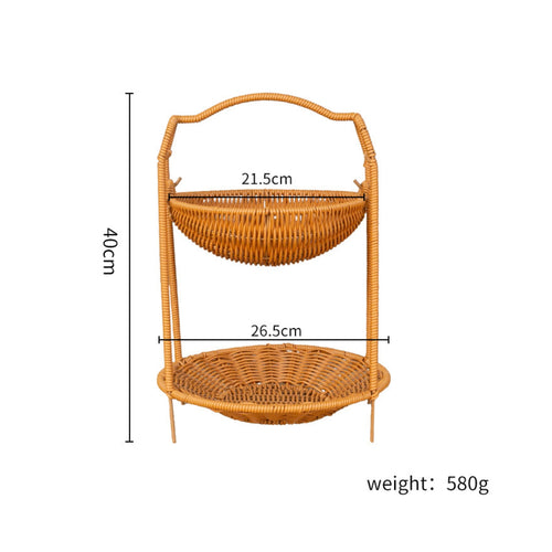 Two-Tier Fruit Basket Freestanding 2-Tier Fruit Basket Rustic