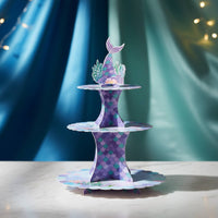 3-Tier Mermaid Cupcake Stand Glitter Details for Baby Shower, Girls