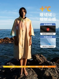 NuJune冬泳温泉连帽斗篷加绒防风保暖外套游泳冲浪潜水浴袍吸水巾