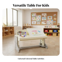 Multi-Functional Kids Adjustable Desk and Chair Set Ergonomic Design Building Block Play Table Easy to Clean Toddler Building Block Table Material for Toddlers, Preschoolers, Kindergarten, Playroom