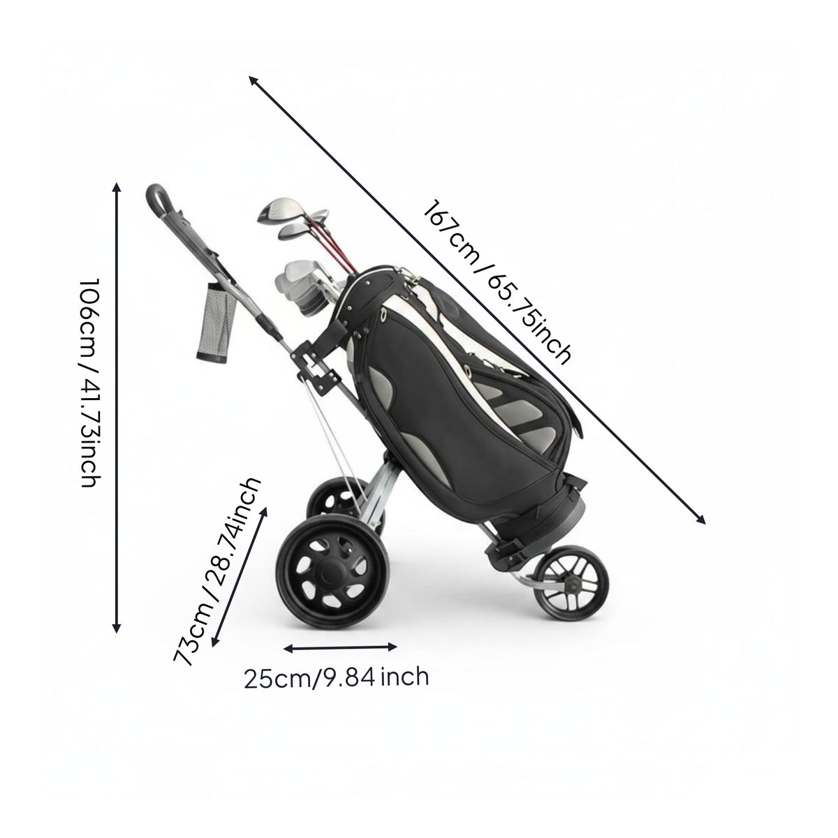Three-Wheel Sporting Bag Trolley Brake Foldable Sporting Bag Trolley