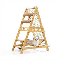 Cat Tree with Sisal Scratching Post and Wood Tower