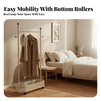 Rolling Clothes Rail Floor-Standing Clothing Rack Space-Saving for Homeowners