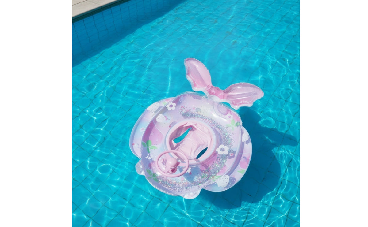 Inflatable Baby Pool Buoyant Float with Steering Wheel Padded Baby Pool Buoyant Float with Seat Portable Cute for Toddlers