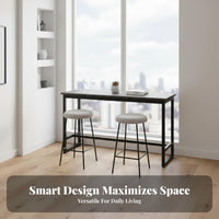 Wall-side Bar Table Modern Minimalist Bar Table with Storage Shelves Sturdy Steel Frame Space-saving Home Furniture Suitable for Homeowners Adults Balcony Kitchen
