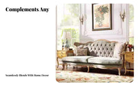 French Country design Upholstered Wooden Frame Settee Vintage Design 2-Person Loveseat Elegant Aesthetic Sofa Plush paddings for Homeowners, Interior Decorators, Villa, Lounge, Hotel Lobby, Bedroom