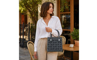 Structured EVA Handbag Compact Basket Bag Chic Woven Tote Lightweight for Women, Daily Outings, Errands