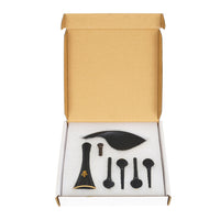 4/4 Natural Ebony Violin 4-Piece Set: Chinrest, Tailpiece, Pegs, Endpin with Brass