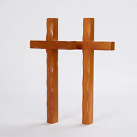 Wooden Cross Wall Hanging Decoration with Lace Edge