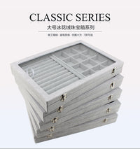 Medium/Large Jewelry Box with Lid, Ice Flower Velvet, for Necklaces, Rings, Earrings, Bracelets, Storage and Display