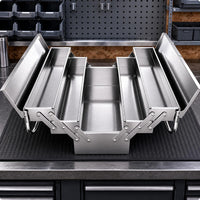 Three-Layer Tool Box Silver Finish Stainless Steel Tool Box Rust Resistant