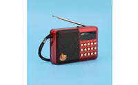 Red Portable Radio Rectangular Mini Radio Black Front Grille Electronics Telescopic Antenna