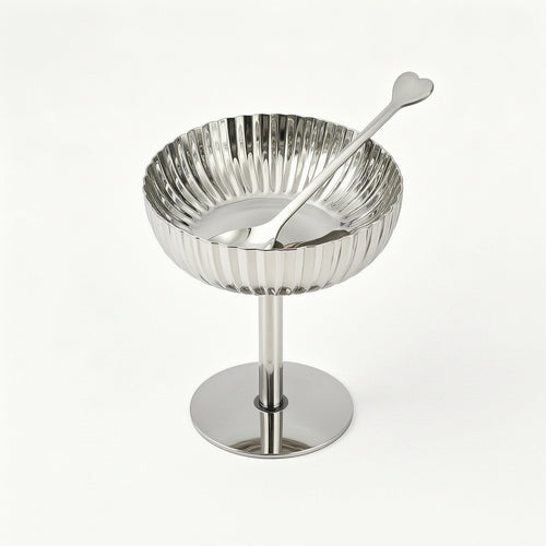 Dessert Cups with Spoons Stainless Steel Bowls Polished for Parties, Home Dining