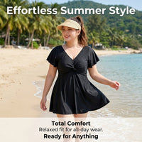 Tankini Two Piece Swimsuit for Plus Size Women with Underwire Support, Modest for Water Park and Hot Spring
