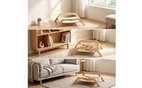 Cat Hammock with Wooden Frame Elevated Cat Scratcher Bed Multifunctional Animal Furniture for Cats, Kittens, Living Room, Bedroom
