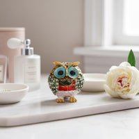 Owl Figurine Trinket Box Faceted Owl Trinket Box Compact