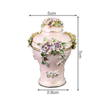 Jewelry Box with Hinged Lid Enamel-Style Trinket Box with Lid Floral Gold-Tone for Dresser, Vanity