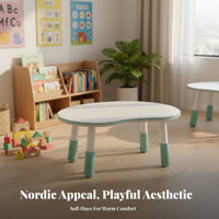 Peanut Table and Bunny Chair Set Height-Adjustable for Study Room, Preschoolers