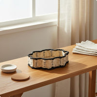 Two-Tone Paper Rope Tray Pastoral Design Desktop Organizer for Dresser