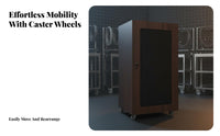 Amplifier Floor Cabinet with Reinforced Frame Mobile Audio Rack Cabinet Ventilated Mesh Door Lockable Wheels Suitable for Djs Artists KTV Room Stage