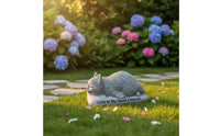 Indoor Outdoor Use Pet Remembrance Statue Hand-Carved Look Resin Cat Grave Marker Heartfelt Inscription