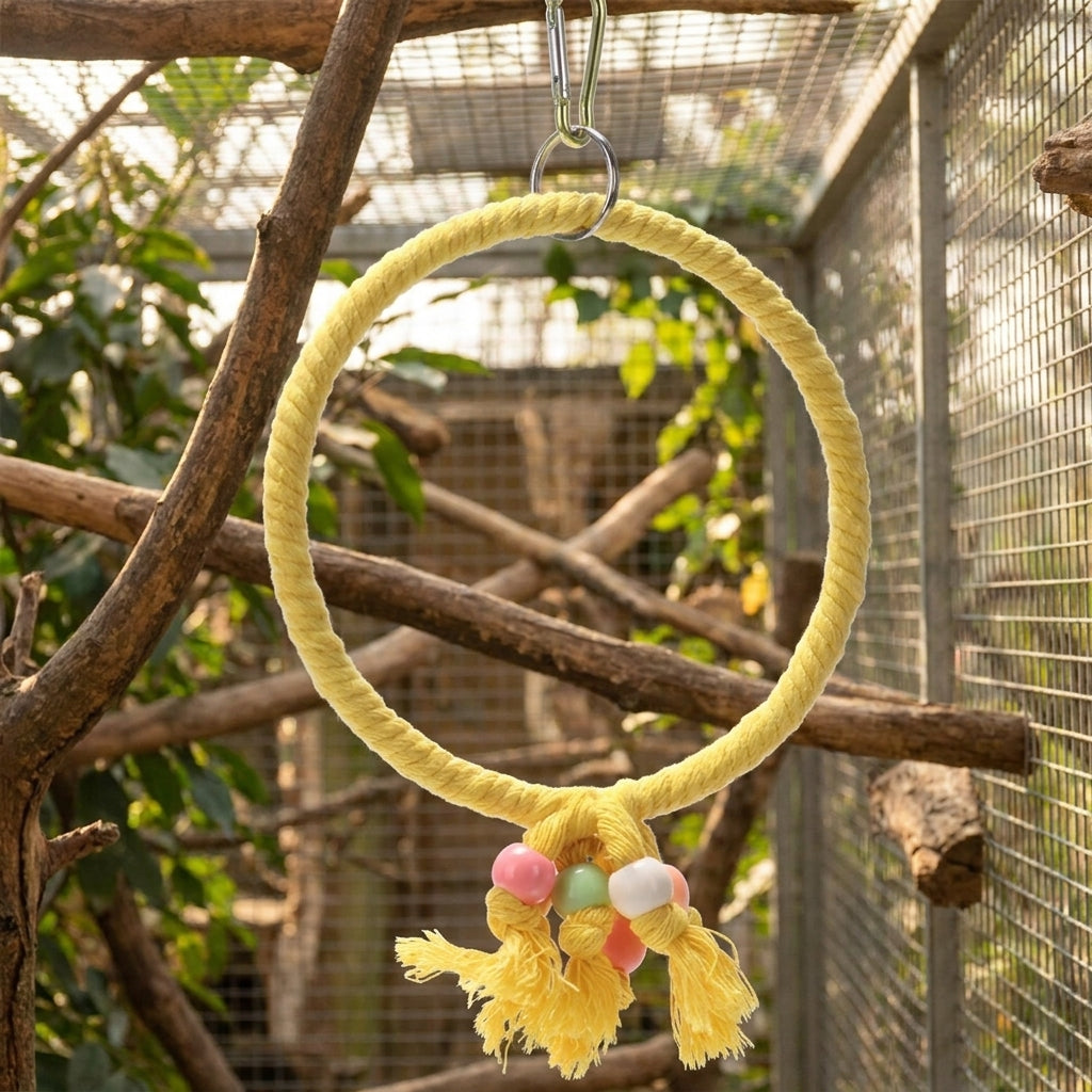 Bird Swing and Ladder Set with Climbing Toys for Birds, Hanging Toys for Birds with Bells and Rope Perch, Enrichment for Parakeets and Conures