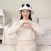 Soccer-Head Hat Funny Soccer Ball Hat Reusable Fuzzy Football Cap for Stage Performance