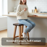 Round Top Four-Legged Stool Hardwood Wood Construction Wooden Seat Nordic Design