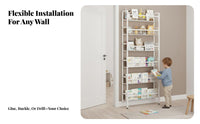 Narrow Freestanding Bookcase Space-Saving Shelf Unit Slim Design for Study Room