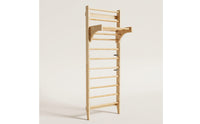 Wooden Nordic Ladder Space-Saving Wall Ladder with Pull-up Bar Multifunctional Stall Rungs Heavy-Duty for Adults, Athletes, Physical Rehabilitation, Fitness Studio